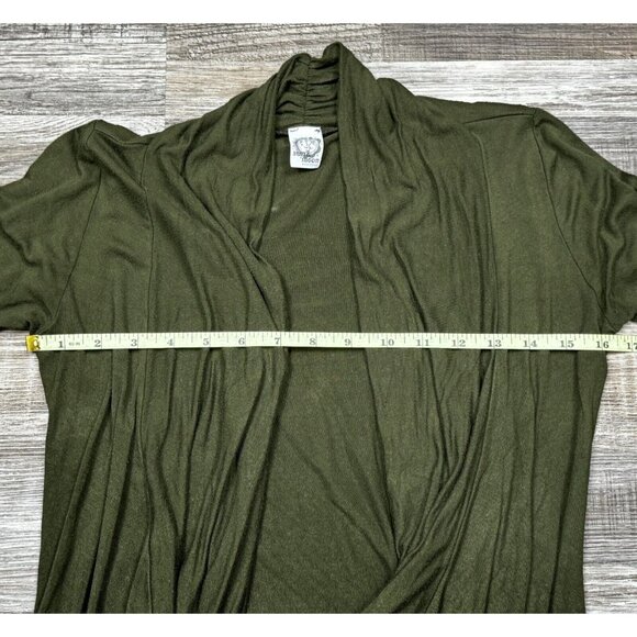 Sun Moon Womens Green Draped Cowl Neck Shirt Partial Lace Cuff Stretch Large? - Picture 9 of 12